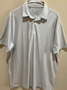 Under Armour Playoff Polo Light Gray Golf Shirt Performance HeatGear Mens L